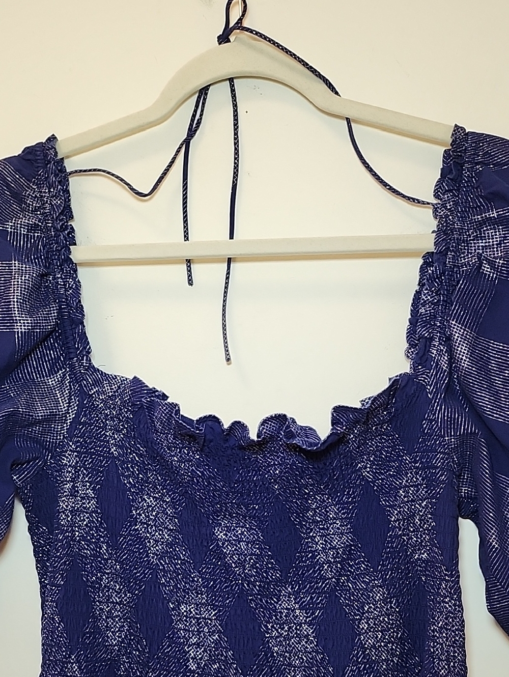 Hill House Home Ellie Nap Dress Navy Blue Ruffle Glitter Silver Check Size Large - Picture 15 of 16